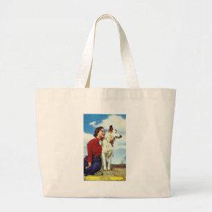 Grand Tote Bag jolie fille et chien iowa casino café publicité