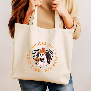 Grand Tote Bag Jolie fille Monogramme Halloween Amateurs de livre