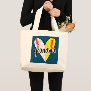 Grand Tote Bag Joueur De Baller Grand-Mère Fier De Softball