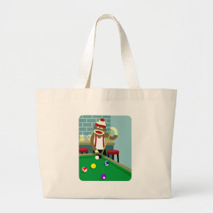 Grand Tote Bag Joueur de billards de piscine de singe de