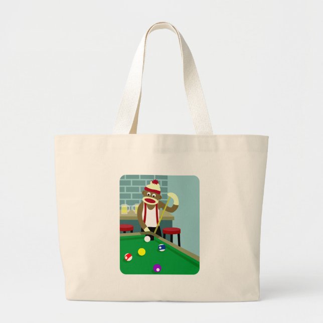 Grand Tote Bag Joueur de billards de piscine de singe de (Devant)