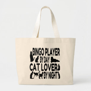 Grand Tote Bag Joueur de bingo Amoureux des chats