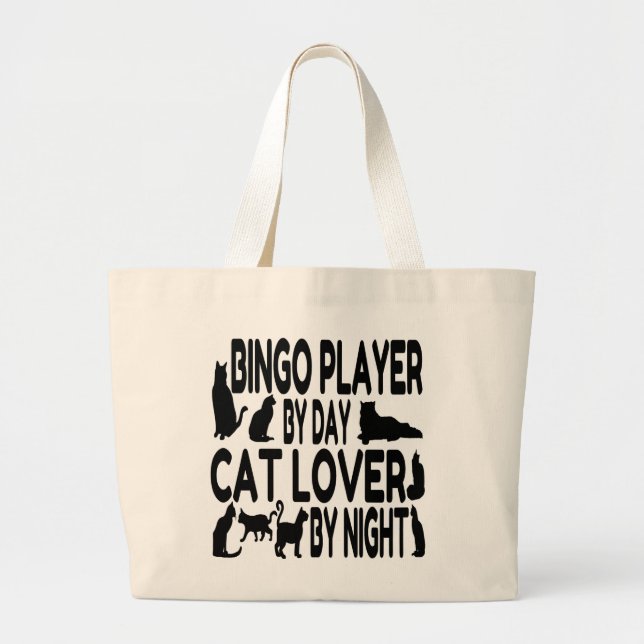 Grand Tote Bag Joueur de bingo Amoureux des chats (Devant)