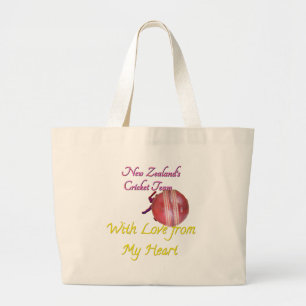 Grand Tote Bag Joueur de cricket en Nouvelle-Zélande amusant
