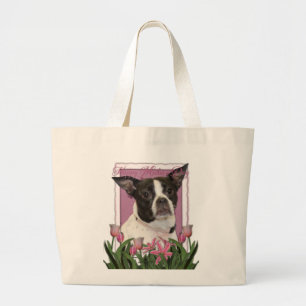 Grand Tote Bag Jour de mères - tulipes roses Boston et mélange