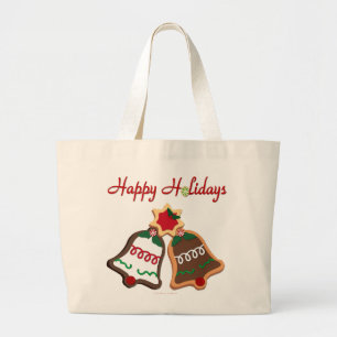 Grand Tote Bag Joyeuses fêtes Noël Cookie Bells