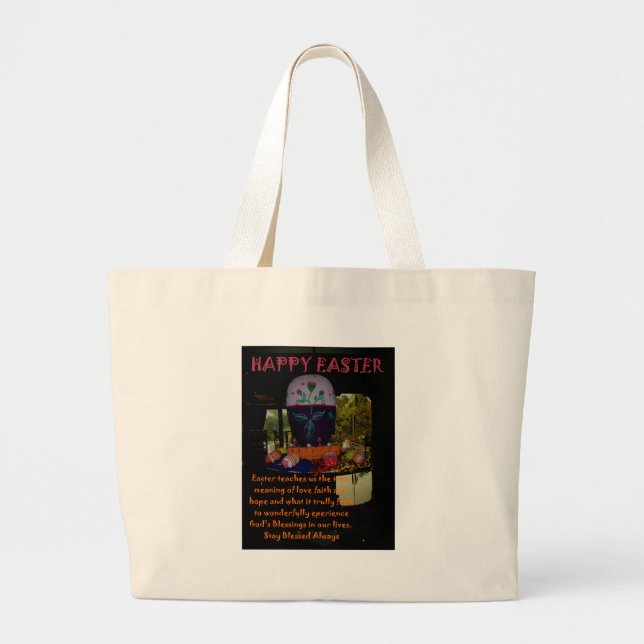 Grand Tote Bag Joyeux Amour de Pâques Foi et souhaits d'espoir (Devant)