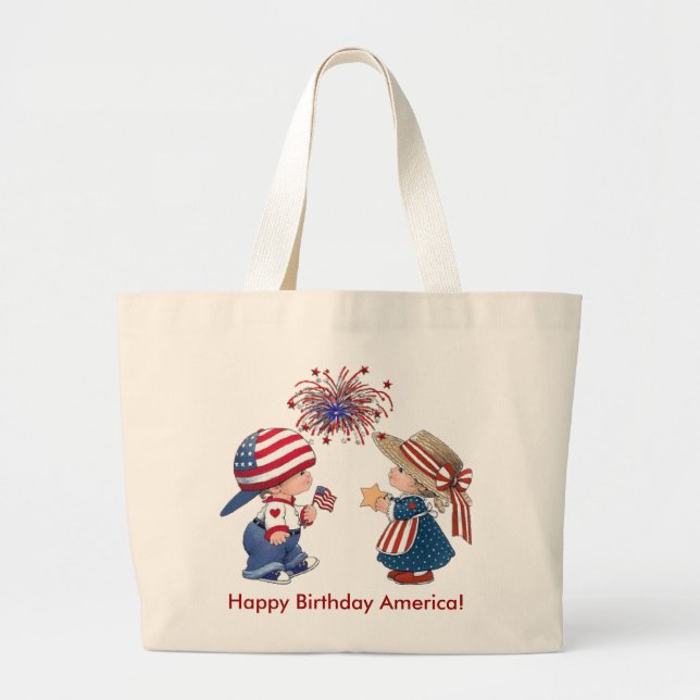 Grand Tote Bag Joyeux anniversaire de l'Amérique (Devant)