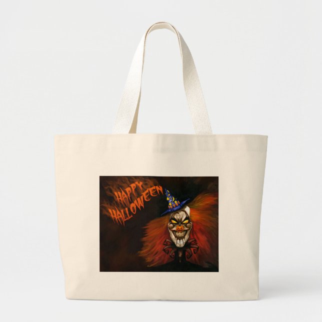 Grand Tote Bag Joyeux Clown effrayant d'Halloween (Devant)