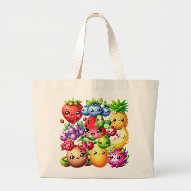 Grand Tote Bag Joyeux fruits (Devant)