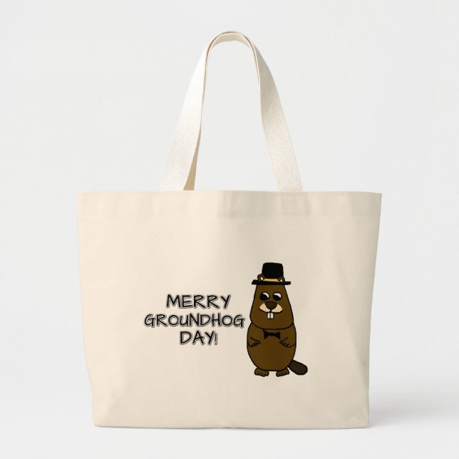 Grand Tote Bag Joyeux Jour de la marmotte (Devant)