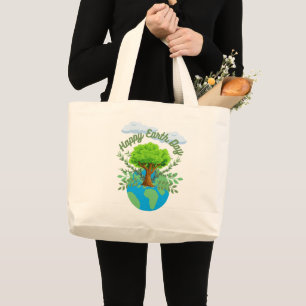 Grand Tote Bag Joyeux Jour des terres Fourre-tout