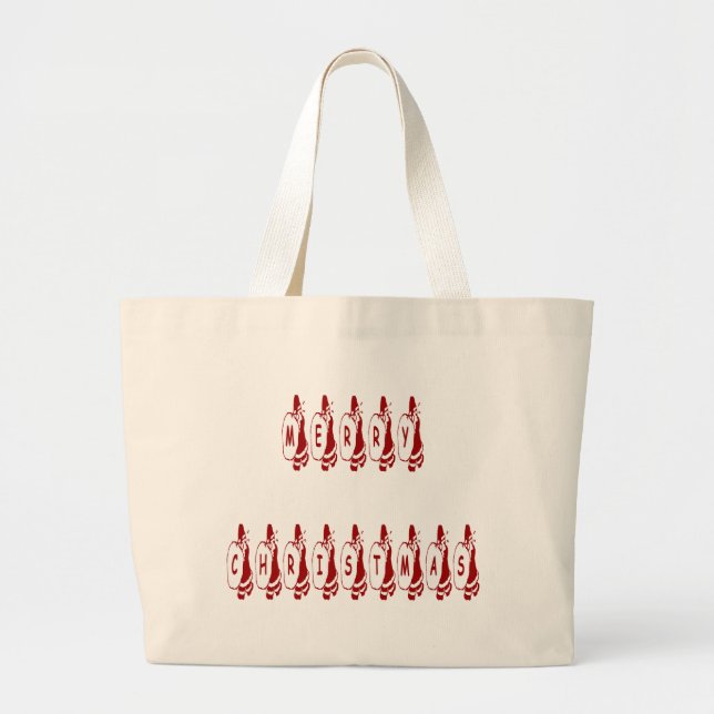 Grand Tote Bag Joyeux Noël Père Noël Police (Devant)