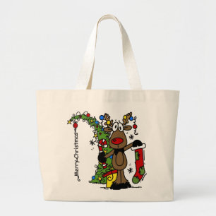 Grand Tote Bag Joyeux rennes de Noël
