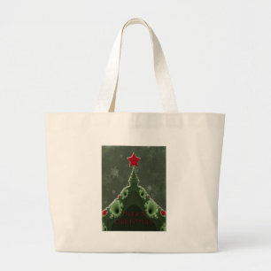 Grand Tote Bag Joyeux voeux de Noël - Arbre fragile et étoile