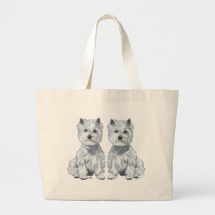 Grand Tote Bag Jumeaux Terrier West Highland White !