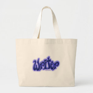 Grand Tote Bag Juste Un Écrivain Bleu Lettré Design