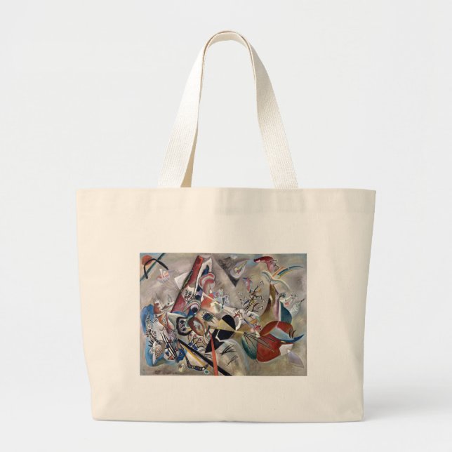 Grand Tote Bag Kandinsky En Gris Oeuvre Abstraite (Devant)