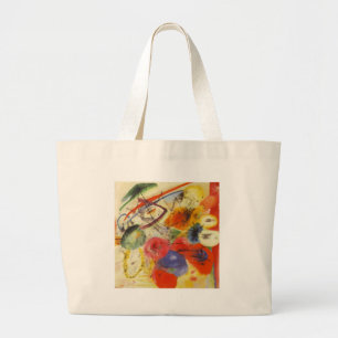 Grand Tote Bag Kandinsky Noir frappe la peinture Abstraite