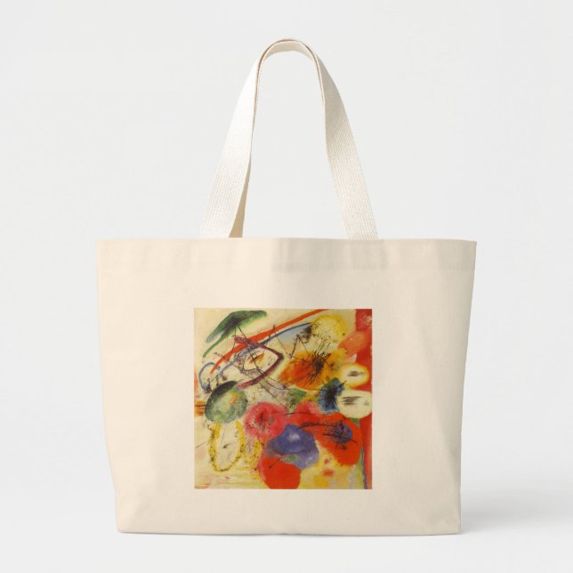 Grand Tote Bag Kandinsky Noir frappe la peinture Abstraite (Devant)