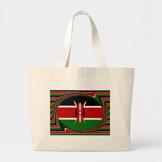 Grand Tote Bag Kenya Drapeau Art - Patriotique & Design Moderne (Devant)