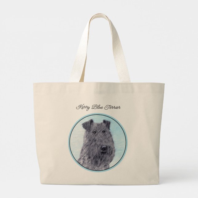 Grand Tote Bag Kerry Blue Terrier peinture mignonne Chien d'origi (Dos)