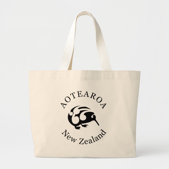 Grand Tote Bag KIWI noir avec Koru (Devant)