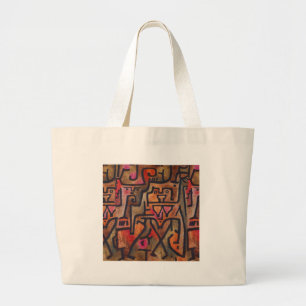 Grand Tote Bag Klee Abstrait Rouge Abstrait Expressionniste Natur