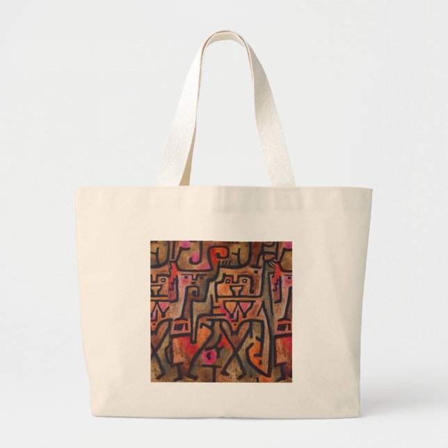 Grand Tote Bag Klee Expressionniste Forêt Abstraite Art Moderne (Devant)