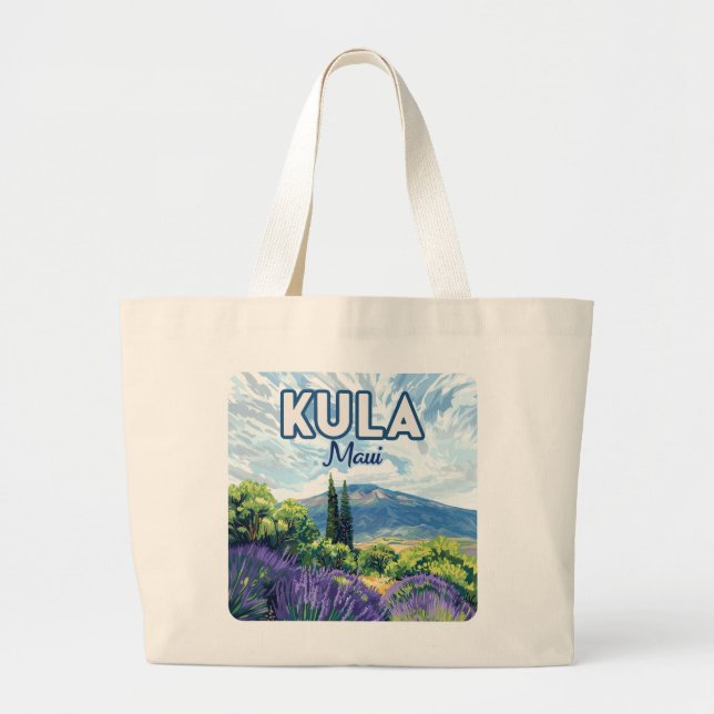Grand Tote Bag Kula Maui Haleakala Hawaii Lavender Retro (Devant)