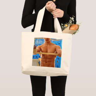 Grand Tote Bag La chemise de SlipperyJoe homme musclé imberbe poi