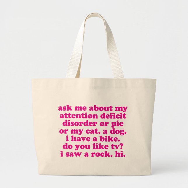 Grand Tote Bag La citation de manque de concentration AJOUTENT (Devant)