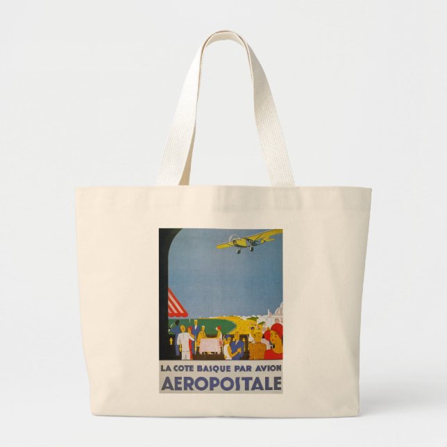 Grand Tote Bag La Côte Basque Par Avion (Devant)
