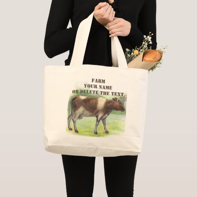 Grand Tote Bag La ferme à la vache (Devant (produit))