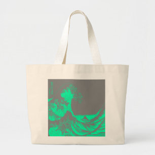 Grand Tote Bag La Grande Vague Marine Vert & Gris