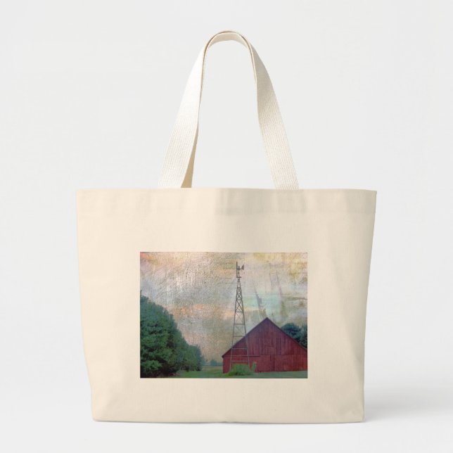 Grand Tote Bag La grange rouge (Devant)