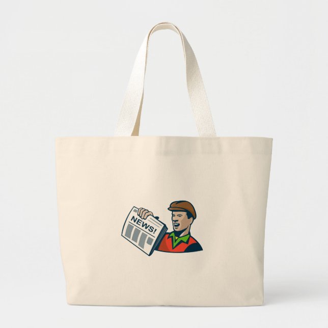 Grand Tote Bag La livraison de journal de vendeur de journaux (Devant)