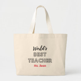 Grand Tote Bag La meilleure toile d'enseignant du monde Fourre-to