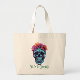 Grand Tote Bag La vie en mort, en fleurs en bleu