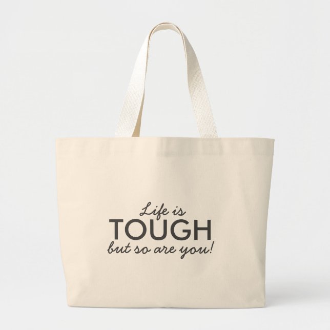 Grand Tote Bag La vie est dure | Moderne Tendance Style Citation  (Devant)