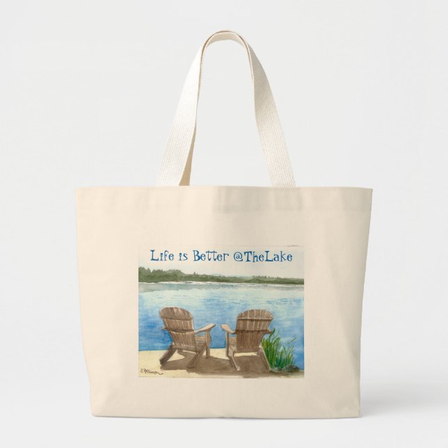 Grand Tote Bag La vie est meilleure au lac (Devant)