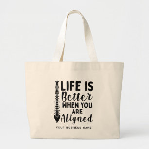 Grand Tote Bag La vie est meilleure quand vous êtes aligné chirop