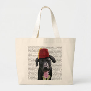 Grand Tote Bag Labrador noir avec Fez