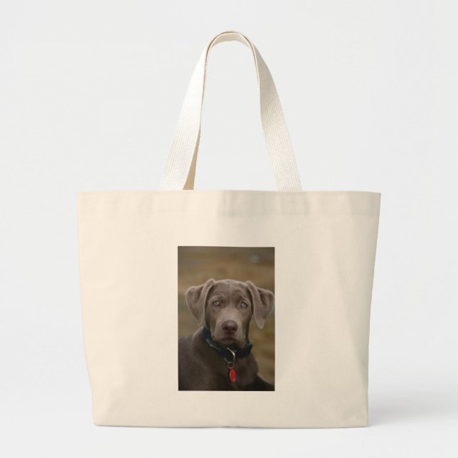 Grand Tote Bag Labrador retriever en argent léger rare (Devant)