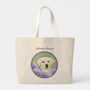 Grand Tote Bag Labrador Retriever Puppy Peinture Chien Jaune Art