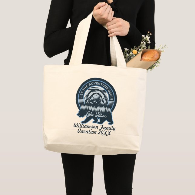 Grand Tote Bag Lac Tahoe Aventure Ours Famille de jumelage Vacanc (Devant (produit))