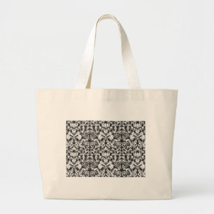 Grand Tote Bag Lace noir blanc Damas Brocade