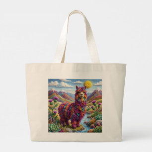 Grand Tote Bag Laine Alpaga au bord d'un ruisseau de montagne en