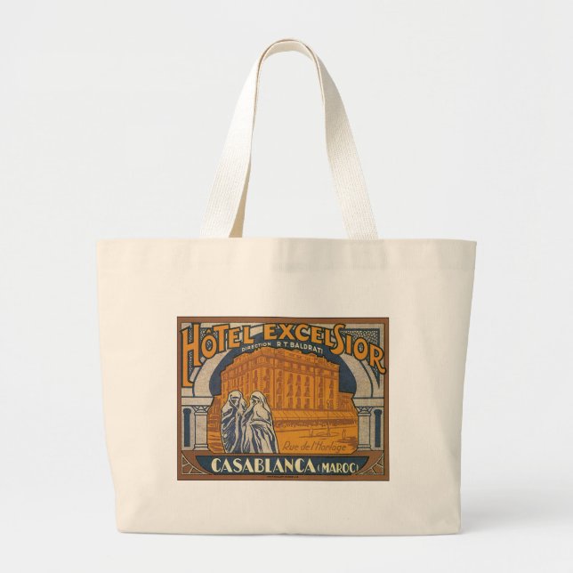 Grand Tote Bag Laine de bois Casablanca d'hôtel (Devant)