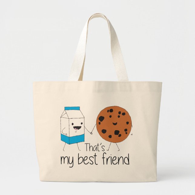 Grand Tote Bag Lait et biscuits Meilleurs amis BFF Friendship Art (Devant)